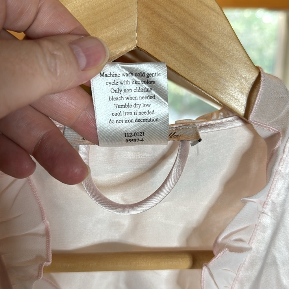 Intimo Donatella Light Pink Satin Embroidered Ruffle Robe Medium Romantic - Picture 7 of 9